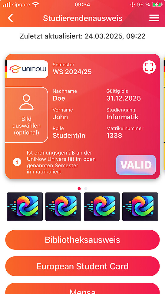 Bild digitaler Studierendenausweis