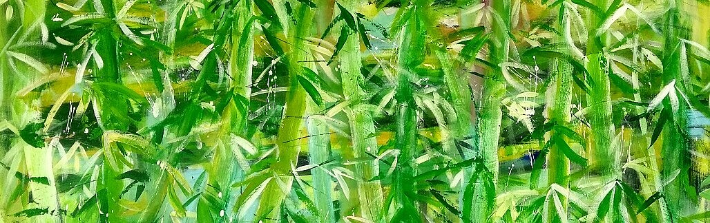 gemaltes Bambuswäldchen in grün